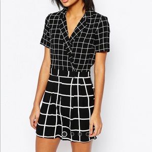 ASOS Romper with Black and White Grid Print